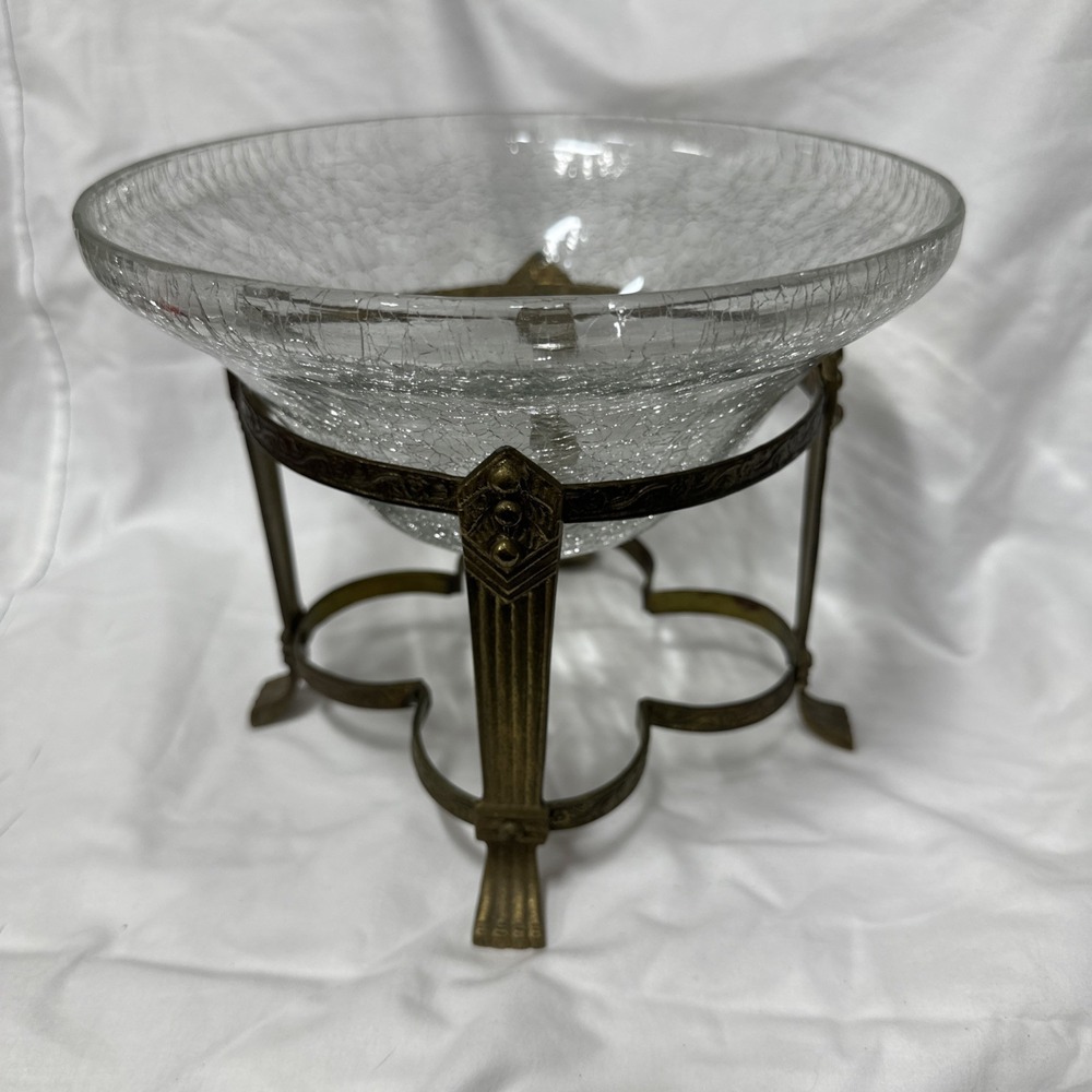 Vintage Brass Stand‎ W/Bowl Candle, Art Deco, Mid Century Modern